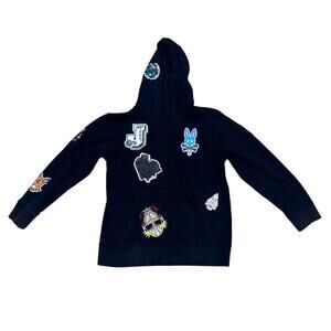 Psycho Bunny Boys L Black Patch Graphic Hoodie Cotton